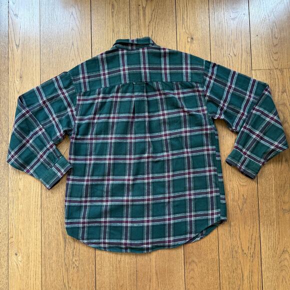 Eddie Bauer Brainbridge Flannel Shirt SZ L Fall Winter Work Cozy Green Purple - Picture 2 of 6